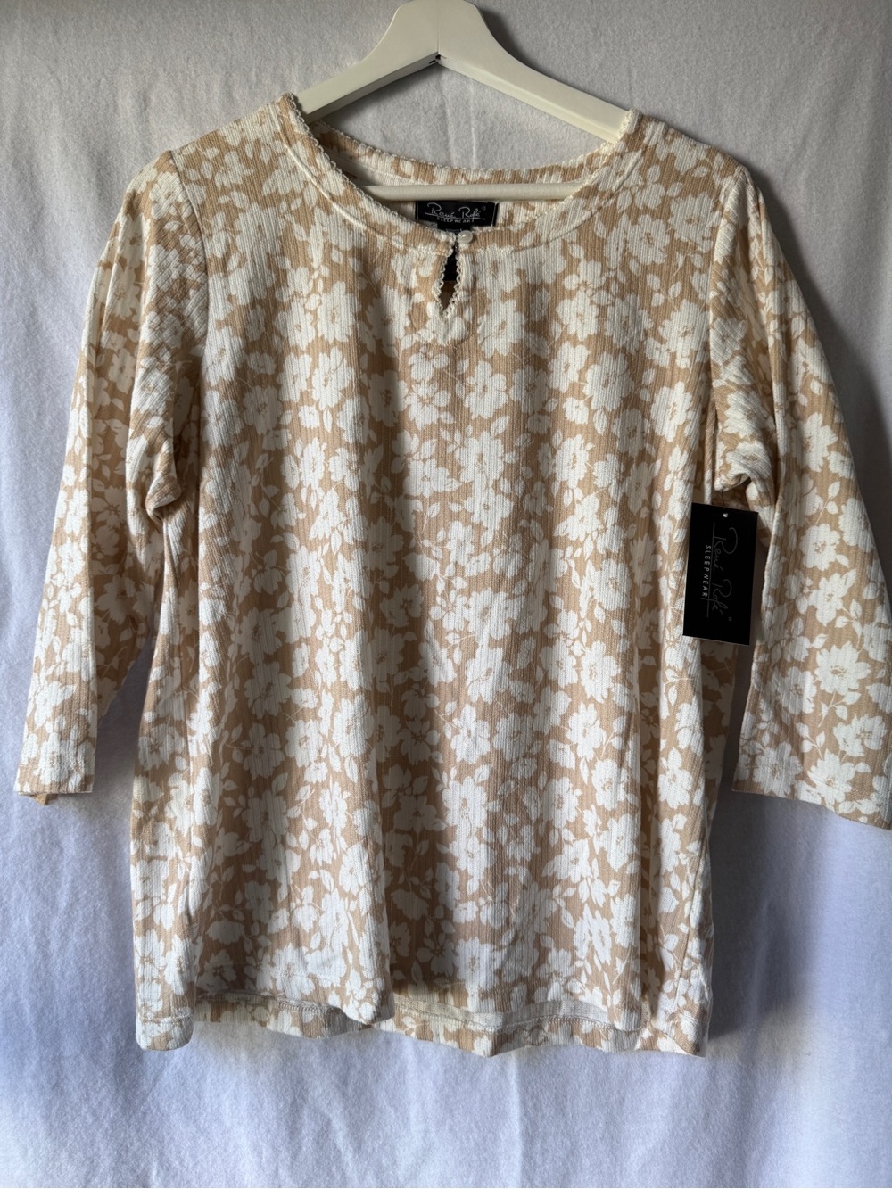 Super Soft Floral Knit PJs Sleep Top - Women's 3/4 Sleeve